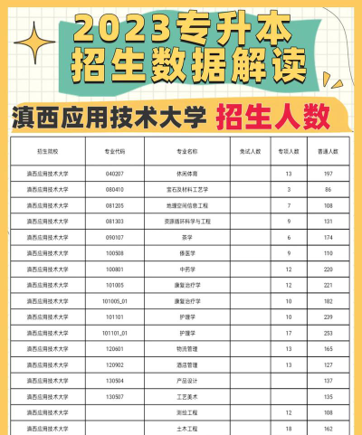 滇西应用技术大学2023年在云南各专业招生人数