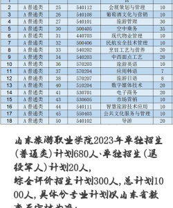 山东旅游职业学院2023年在西藏各专业招生人数