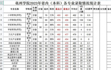 亳州学院2023年在宁夏各专业招生人数