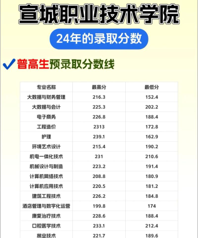重庆考生多少分能上宣城职业技术学院