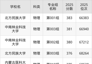 2025年内蒙古理科383分能够报什么大学