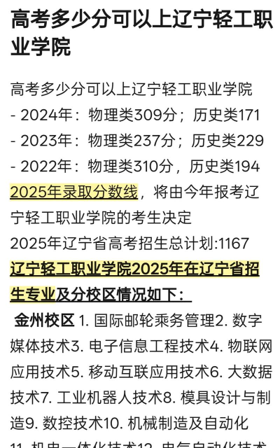 2024江西考生多少分能上辽宁轻工职业学院