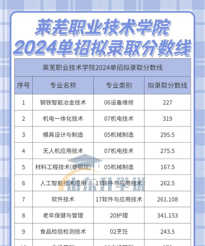 莱芜职业技术学院2024单招录取分数线