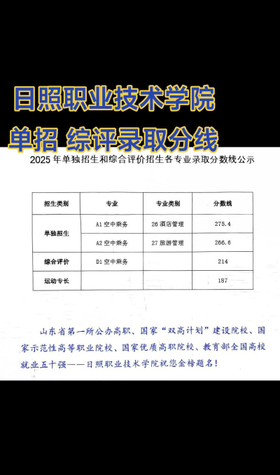 日照职业技术学院2024综合评价分数线