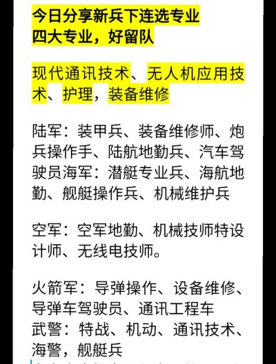 新兵后怎么选专业