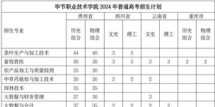 2024年毕节职业技术学院在全国各省录取分数线是多少