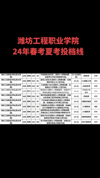 2024年潍坊工程职业学院在全国各省录取分数线是多少
