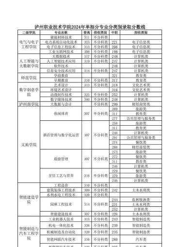 2024年泸州职业技术学院录取分数是多少