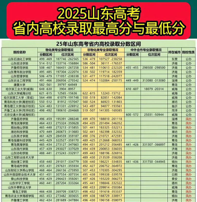 2025年山东265分能够报什么大学