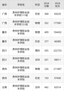 2024重庆考生多少分能上贵州护理职业技术学院
