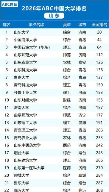 2026年山东300分能报考什么大学