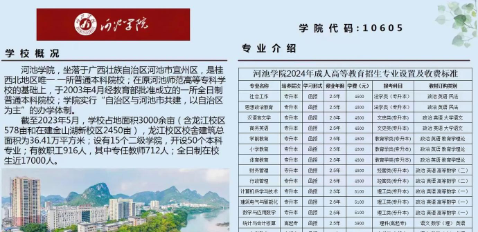 河池学院2024全国各省招生计划