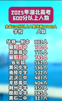 2025年高考湖北600分左右能考上哪些学校