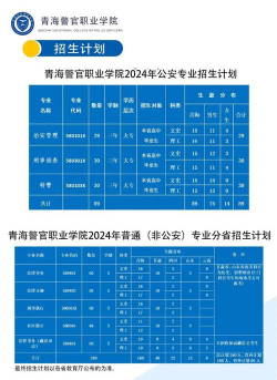 青海警官职业学院2024全国各省招生计划