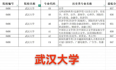2024年武汉大学在辽宁全部专业录取位次、分数线