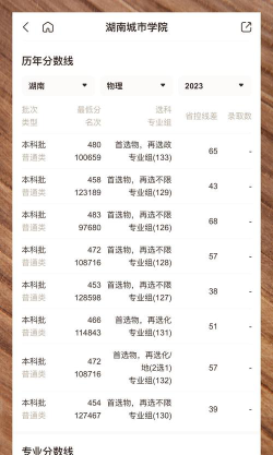 2024年湖南城市学院各专业在吉林录取分数线