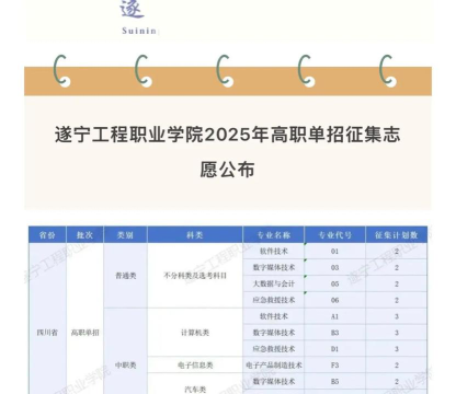 遂宁工程职业学院王牌专业