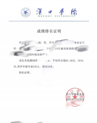 河北高考成绩多少分能报考汉口学院