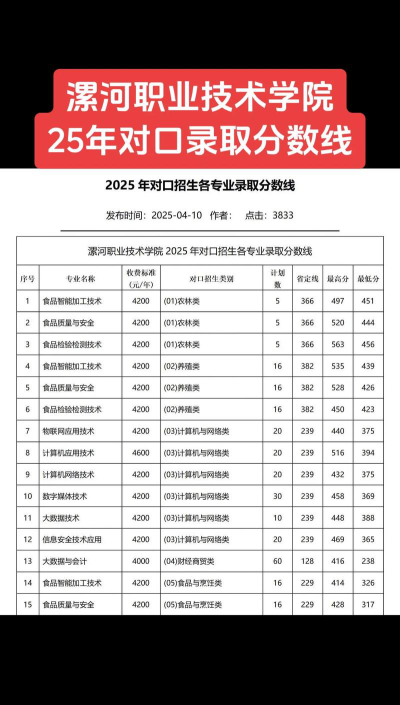 山东考生多少分能上漯河职业技术学院