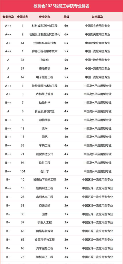 2024沈阳工程学院专业排名一览表