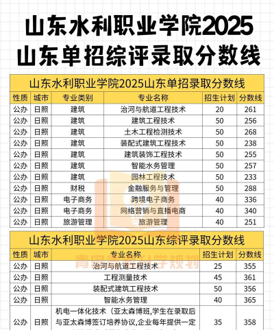山东水利职业学院录取分数线2024年多少分?