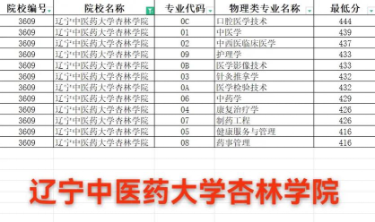 辽宁中医药大学杏林学院录取分数线2024年多少分?