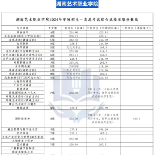 湖南艺术职业学院录取分数线2024年多少分?