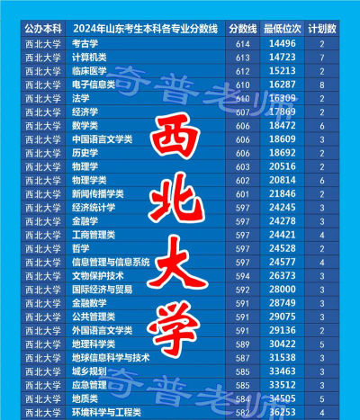 西北大学现代学院2024年在广东录取分数线、对应位次