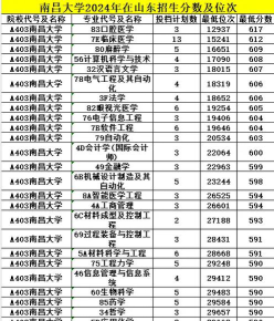 南昌大学2024年在山东各专业录取分数线