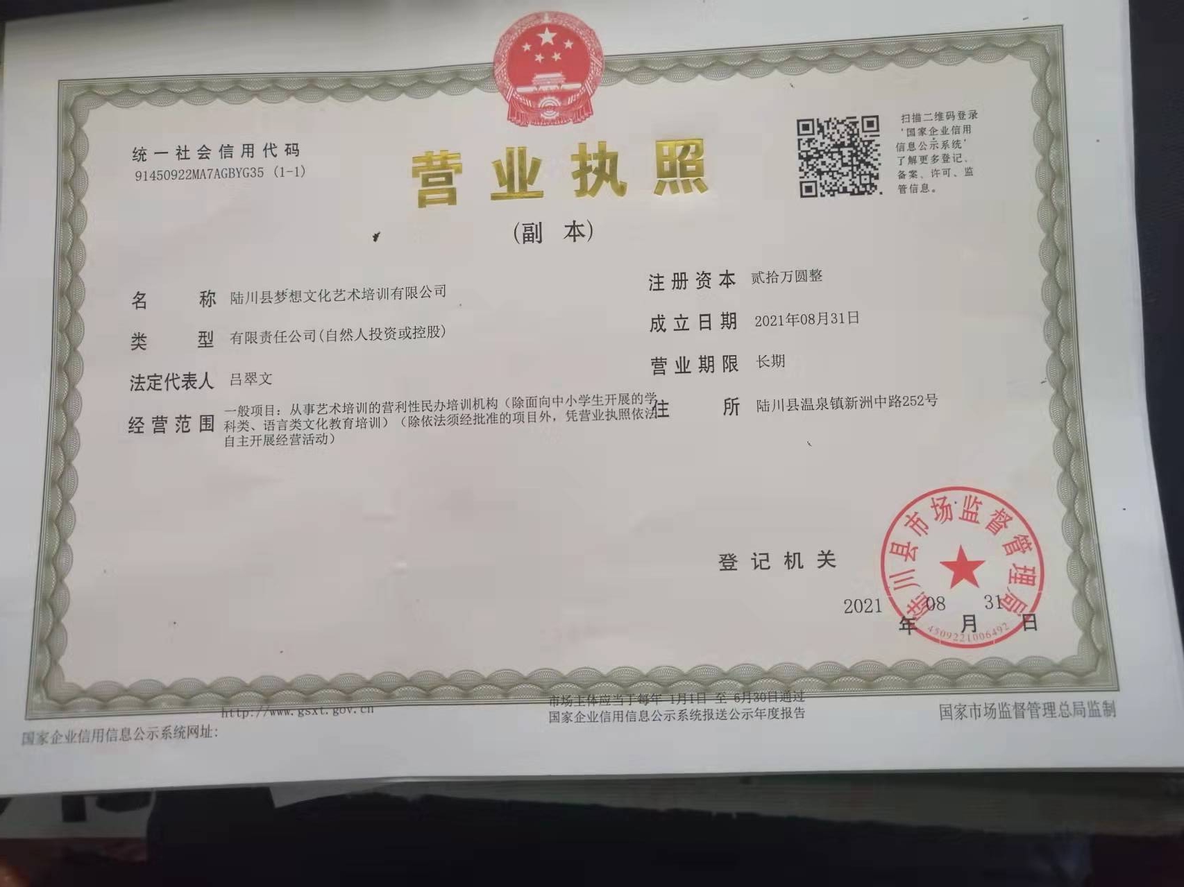 陆川县梦想文化艺术