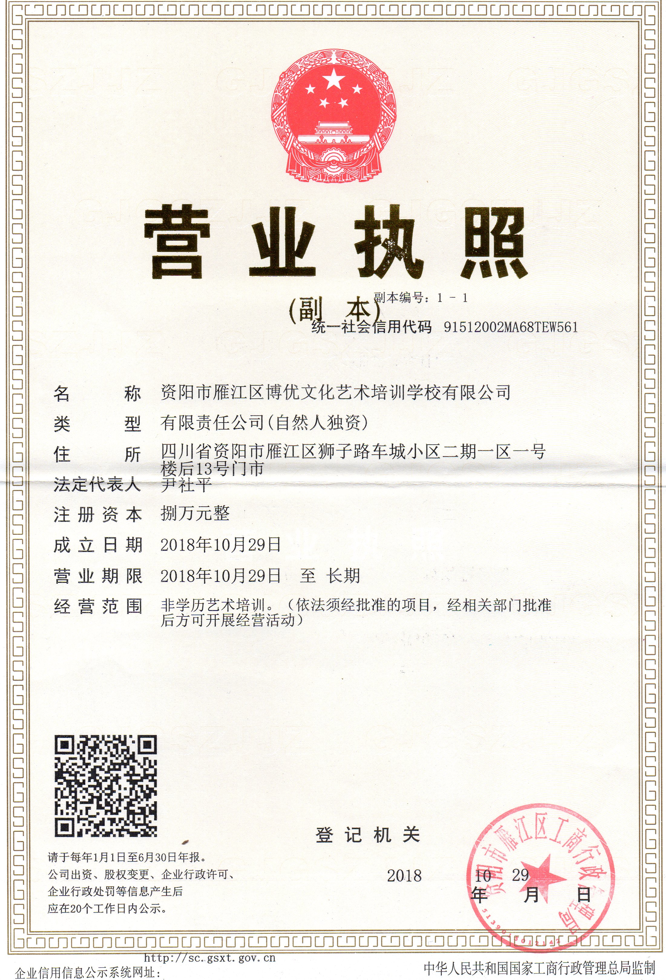 资阳市雁江区博优文化艺术培训学校有限公司